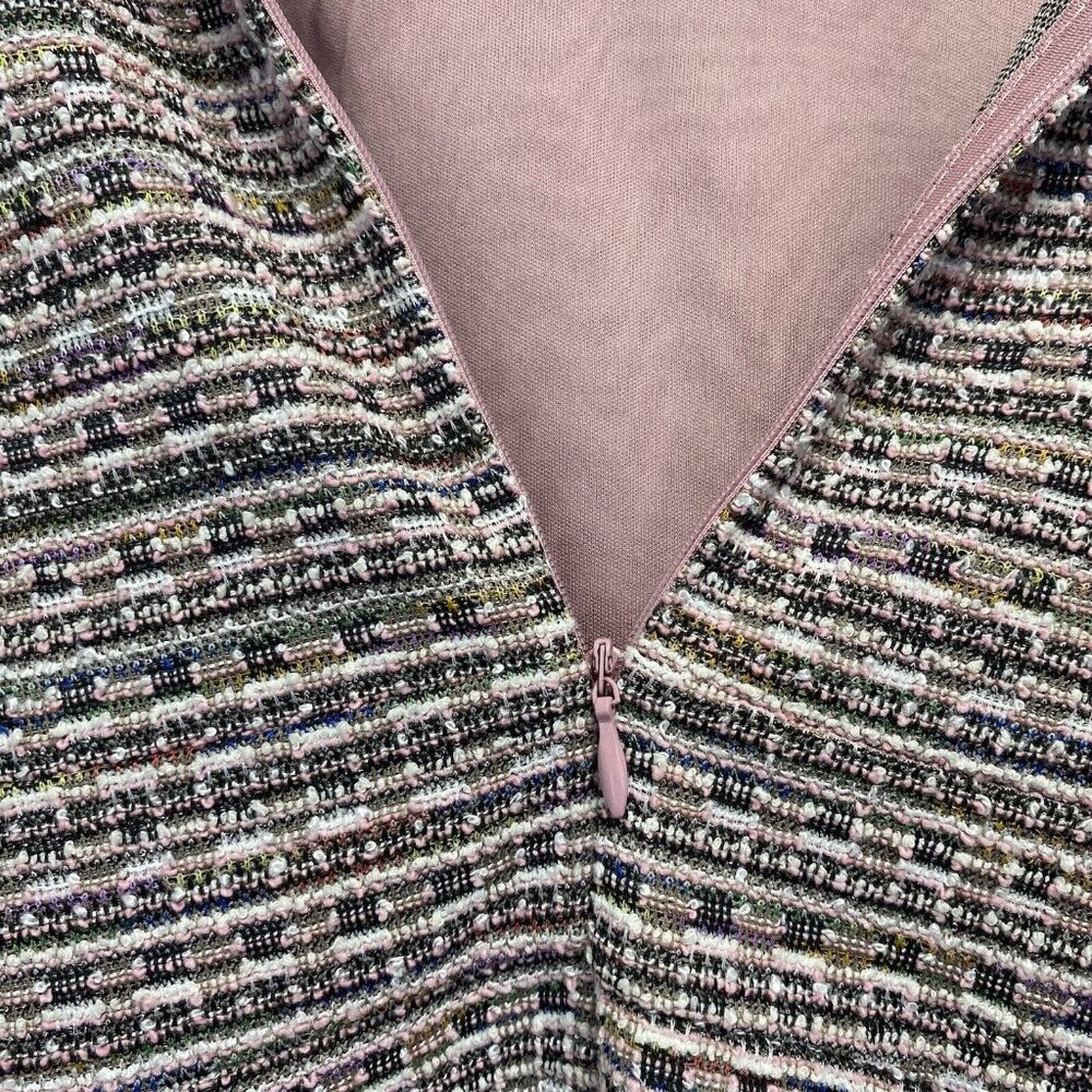 GRACE KARIN Cap Sleeve Queen Neck Tweed Body-con Pencil Dress Women Small Pink - Picture 14 of 16